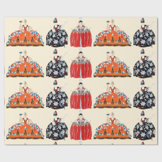PAPIER CADEAU ROCOCO LADIES ART DÉCO DESIGN MODE COSTUME (Plat)