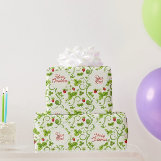 Papier Cadeau Rococo Revival Wild Strawberry & Clover Custom (Cadeaux de fête)