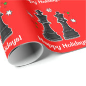 Papier Cadeau Roi et reine d'échecs à Noël (Coin rond)