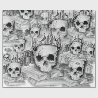 Papier Cadeau Rôle de Paquet, Rouleau 76cm x 180 cm crâne