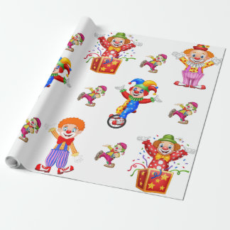 Papier Cadeau rôle d'enveloppe avec des clowns de couleurs