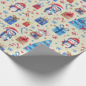 Papier Cadeau Roll, Nom Animaux de vacances Rouge-Bleu Whimsy Mo (Coin)
