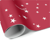 Papier Cadeau Roll, Nom, Festive Red & White Stars Motif (Coin rond)