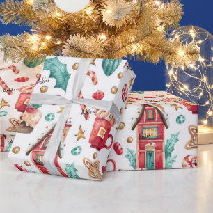 Papier Cadeau Roll, Nom sur Magical Candy Maisons, Motif sucré
