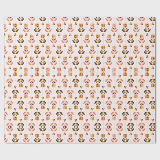 Papier Cadeau Rolled pink floral wrapping paper with a repeated (Plat)