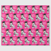 Papier Cadeau Roller Skate Graduation Party patinoire rose (Plat)
