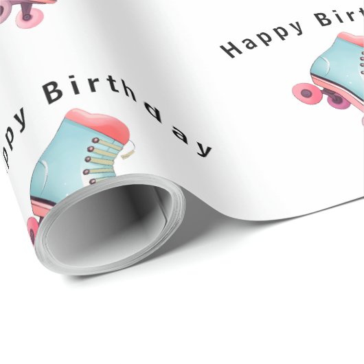 Papier Cadeau Roller Skates Joyeux anniversaire (Coin rond)