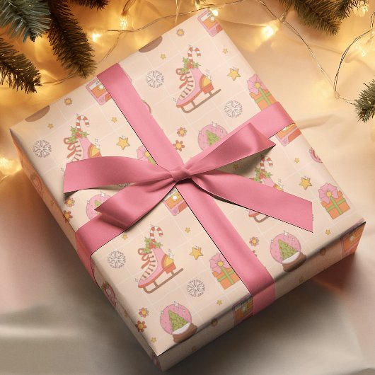 Papier Cadeau Rollerskates de Noël Super
