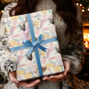 Papier Cadeau Romance parisienne personnalisée avec photos et no