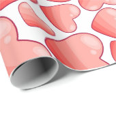 Papier Cadeau Romantic Celebration Pink Heart Wrapping Paper (Coin rond)