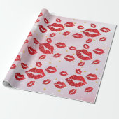 Papier Cadeau Romantic chic luxe red lips (Déroulé)