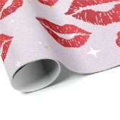 Papier Cadeau Romantic chic luxe red lips (Coin rond)