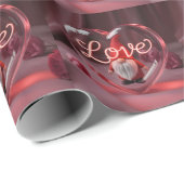 Papier Cadeau Romantic Gnome in Heart Display with Neon "Love" (Coin rond)