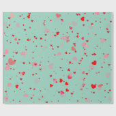 Papier Cadeau Romantic Mint Green Red Hearts Valentine (Plat)