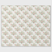Papier Cadeau Romantic pink and green bird and flowers (Plat)