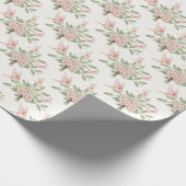 Papier Cadeau Romantic pink and green bird and flowers (Coin)