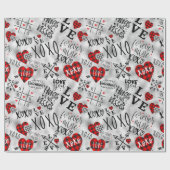 Papier Cadeau Romantic Red Plaid Valentine Design (Plat)