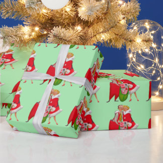 PAPIER CADEAU ROMANTIC RETRO CHRISTMAS COUPLE