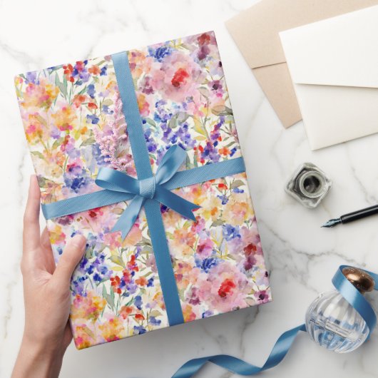 Papier Cadeau Romantic Watercolor Floral Soft Painterly Garden (Cadeaux)