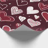 Papier Cadeau Romantique Bourgogne à la main Coeurs Saint-Valent (Coin)