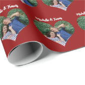 Papier Cadeau Romantique Couple Photo Coeur rouge Saint Valentin (Coin rond)