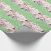 Papier Cadeau Romantique dentelle blanche hydrangée roses roses (Coin)