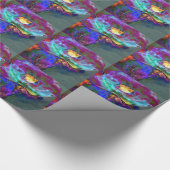 Papier Cadeau Romantique élégant violet turquoise peinture de fl (Coin)