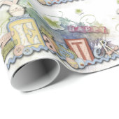 Papier Cadeau Romantique Joyeux Lapin de Pâques Salutation Envel (Coin rond)