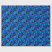 Papier Cadeau Romantique Love Blue Glitter Glamour Roses (Plat)