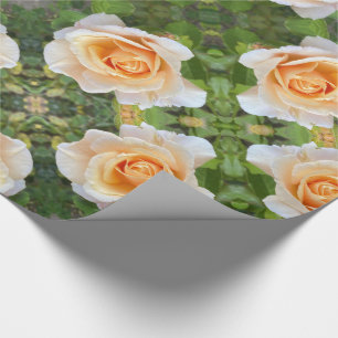 Papier Cadeau Romantique Orange Rose Fleurs Roses Florales