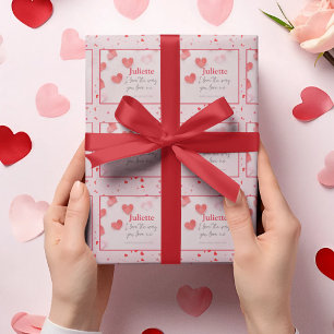 Papier Cadeau Romantique rose et coeur rouge Saint Valentin