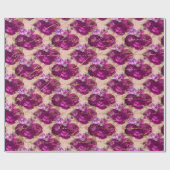 Papier Cadeau Romantique Roses magenta avec l'écriture d'or sur  (Plat)