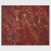 Papier Cadeau Romantique Rouge Bold Damask Paisley Bold Floral (Plat)