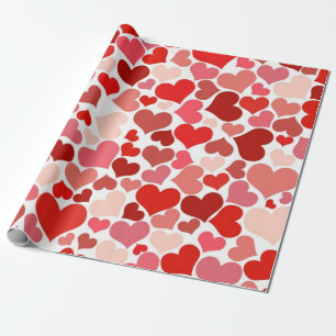 Papier Cadeau Romantique Rouge rose Coeur Design Valentine Cadea