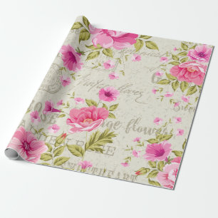 Papier Cadeau Romantique vintage s'est levé petit pain de papie
