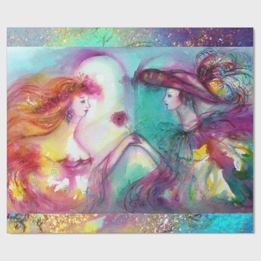 PAPIER CADEAU ROMEO ET JULIET / PARKES BLEUS D'OR (Plat)