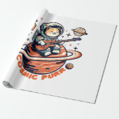 Papier Cadeau Ronron cosmique - Chat guitariste astro (Déroulé)