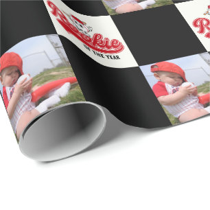 Papier Cadeau Rookie De L'Année Baseball Anniversaire Personnali