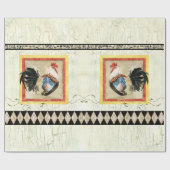 Papier Cadeau Rooster rustique Aquarelle Arlequin bois Découpage (Plat)