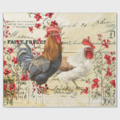 Papier Cadeau Rooster vintage et Découpage Hen Ephemera (Plat)