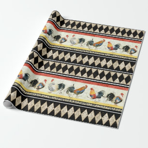 Papier Cadeau Roosters rustiques Black Diamond Découpage