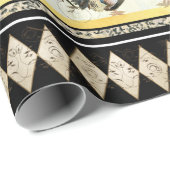 Papier Cadeau Roosters rustiques Black Diamond Découpage (Coin rond)