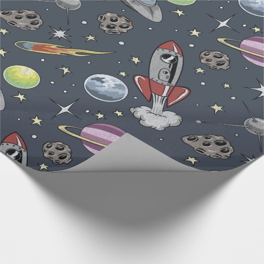 Papier Cadeau Roquettes rétro (Coin)