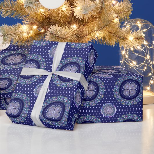 Papier Cadeau Rosace bleue (Vacances)