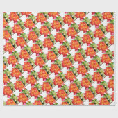 Papier Cadeau Rose à thé rayé rose orange aquarelle à motif (Plat)