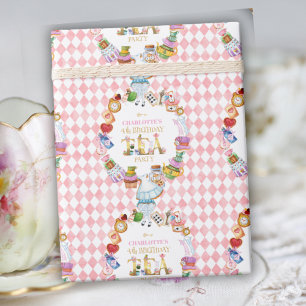 Papier Cadeau Rose Alice au Pays des Merveilles 4e Anniversaire 