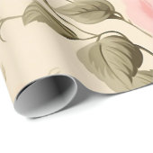 Papier Cadeau Rose anglais Vintage (Coin rond)