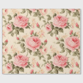 Papier Cadeau Rose anglais Vintage (Plat)
