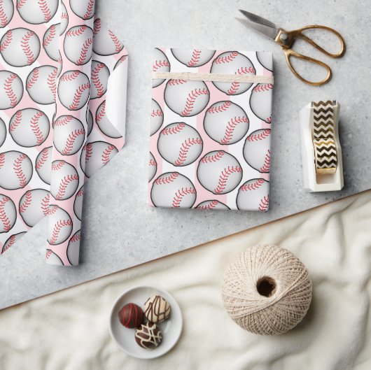 Papier Cadeau Rose Anniversaire Baseball (Artisanat)