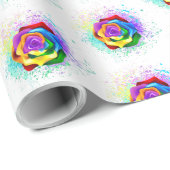 Papier Cadeau Rose arc-en-ciel coloré (Coin rond)